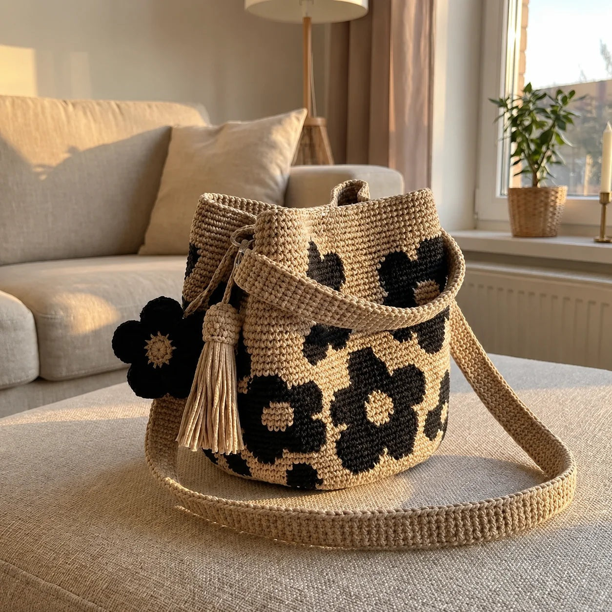 Bolso de flores tejido