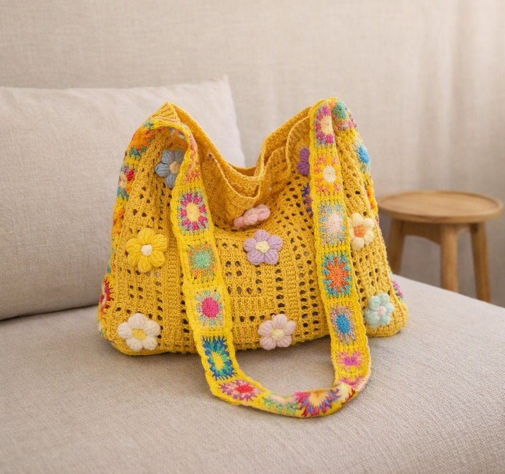 Bolso de tejido crochet amarillo